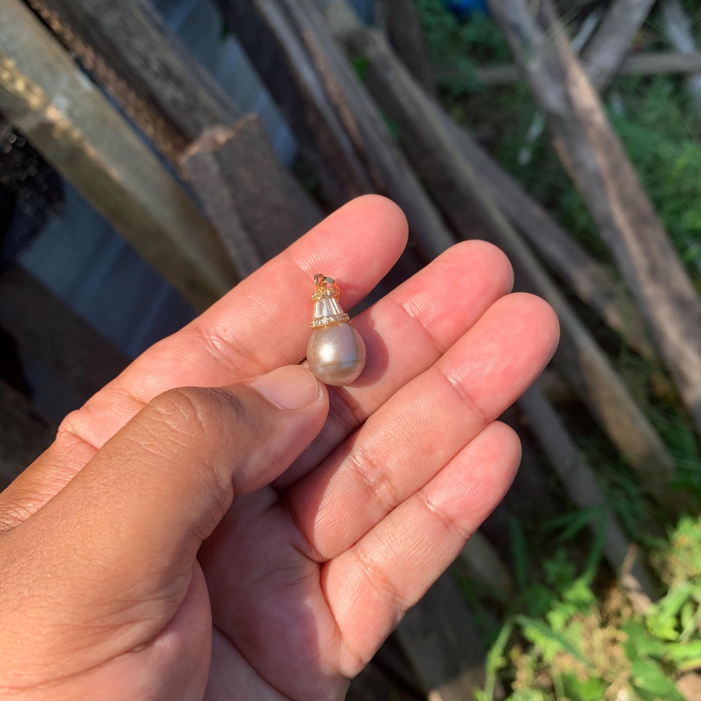 Real Tahitian Pearl Pendant 12mm Saltwater Pearl JN-3