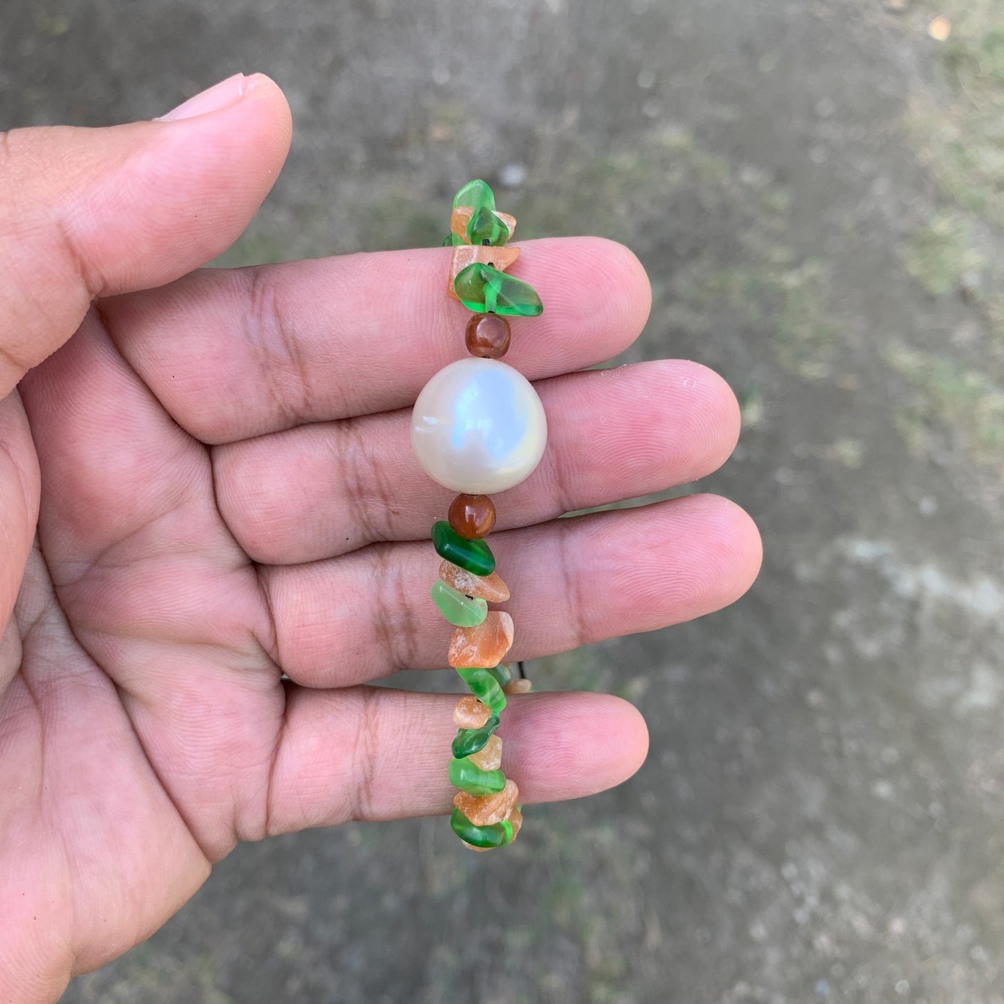 South Sea Pearl Bracelet With Stone and Wood Real Seawater Pearl 16.4mm BSP-2