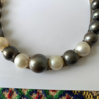 Tahitian Pearl Necklace Black and White Pearl Necklace Koktail Pearl Necklace Mix Color Pearl Necklace Seawater pearl Necklace BoZorX