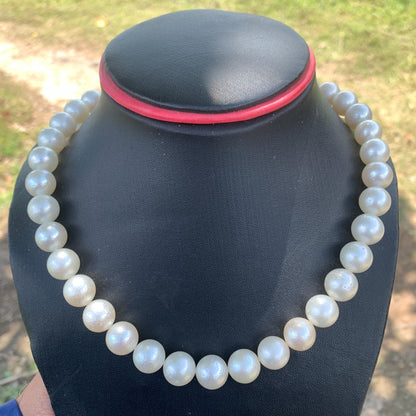 12-12.4mm White South Sea Pearl Indonesian Saltwater Seawater Pearl Necklace GR-9