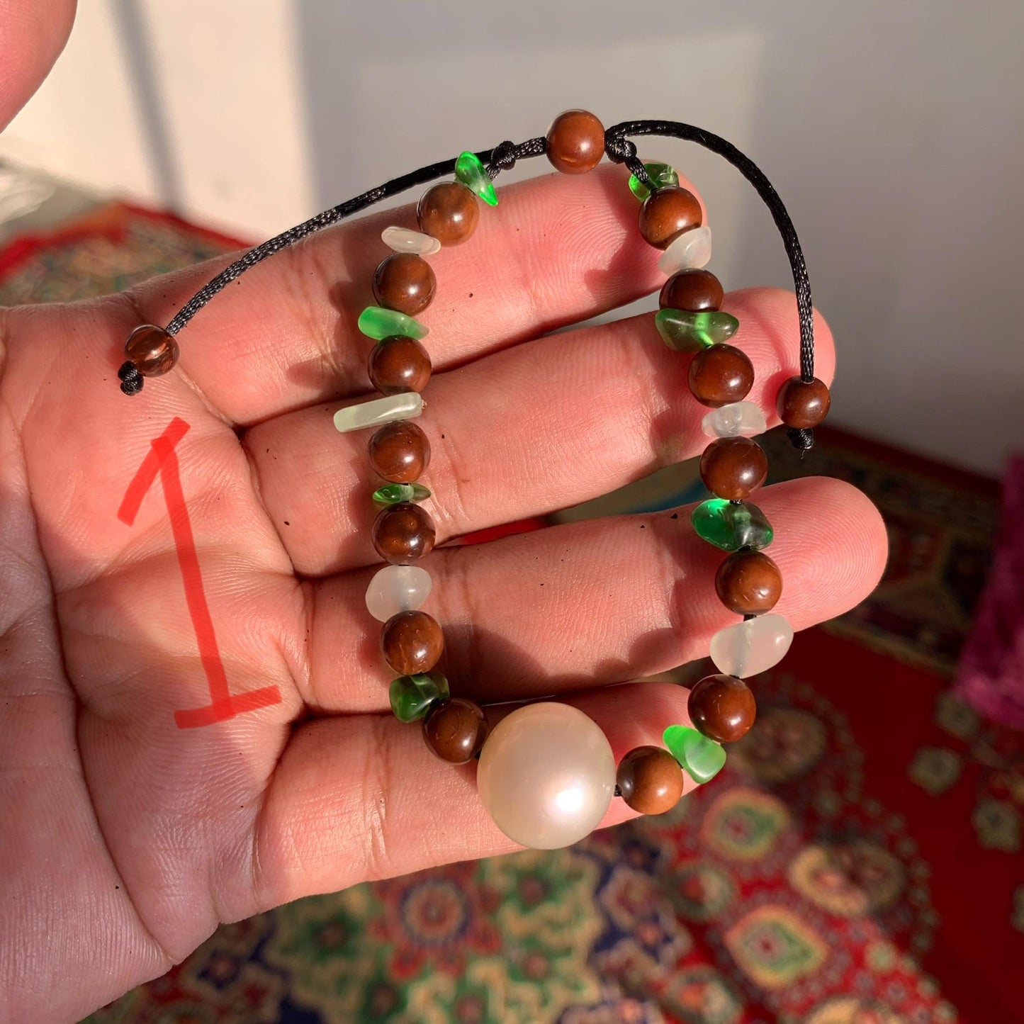 South Sea Pearl Bracelet Stone & Wood Accent - BoZorX Var-2