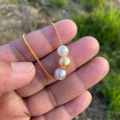 Real South Sea Pearl Necklace Saltwater Pearl Pendant (7.5-8.5mm) BoZorX M-1