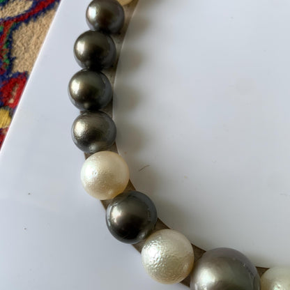 Tahitian Pearl Necklace Black and White Pearl Necklace Koktail Pearl Necklace Mix Color Pearl Necklace Seawater pearl Necklace BoZorX