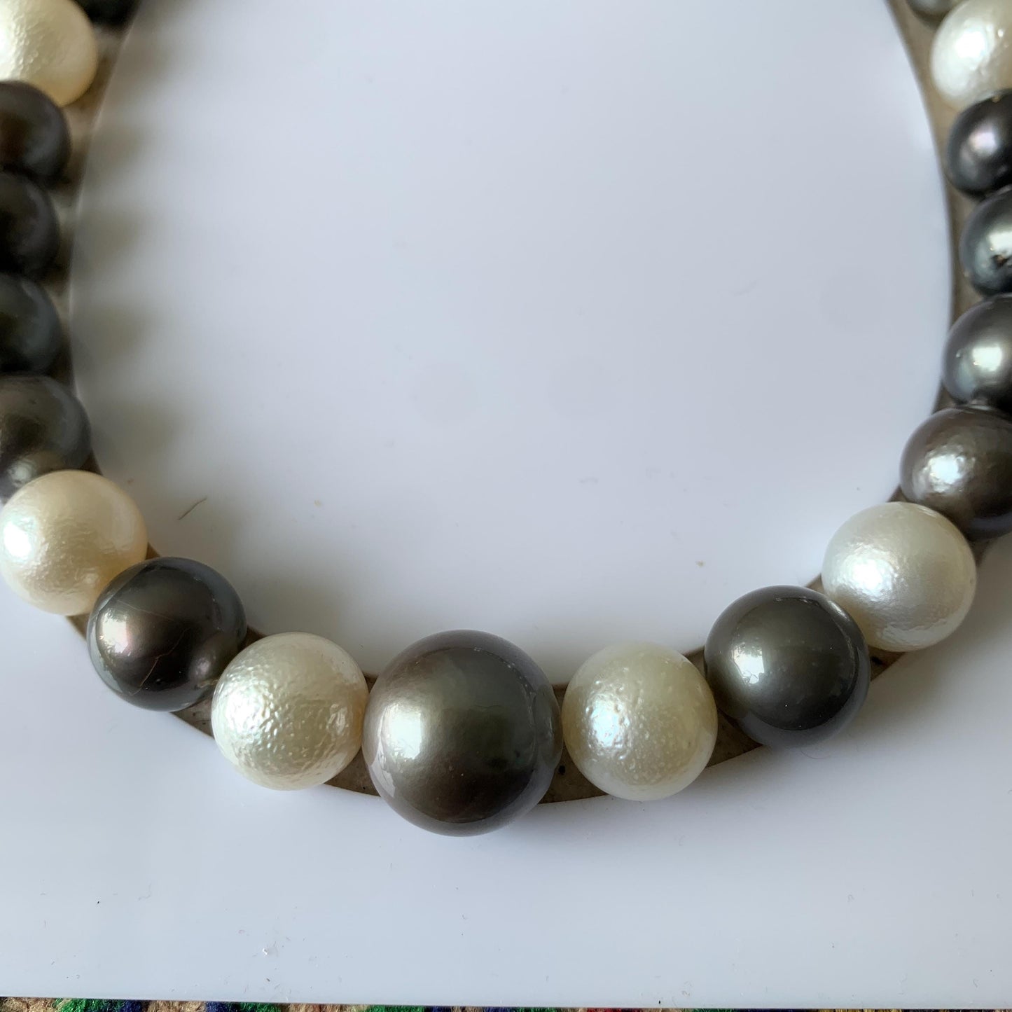 Tahitian Pearl Necklace Black and White Pearl Necklace Koktail Pearl Necklace Mix Color Pearl Necklace Seawater pearl Necklace BoZorX