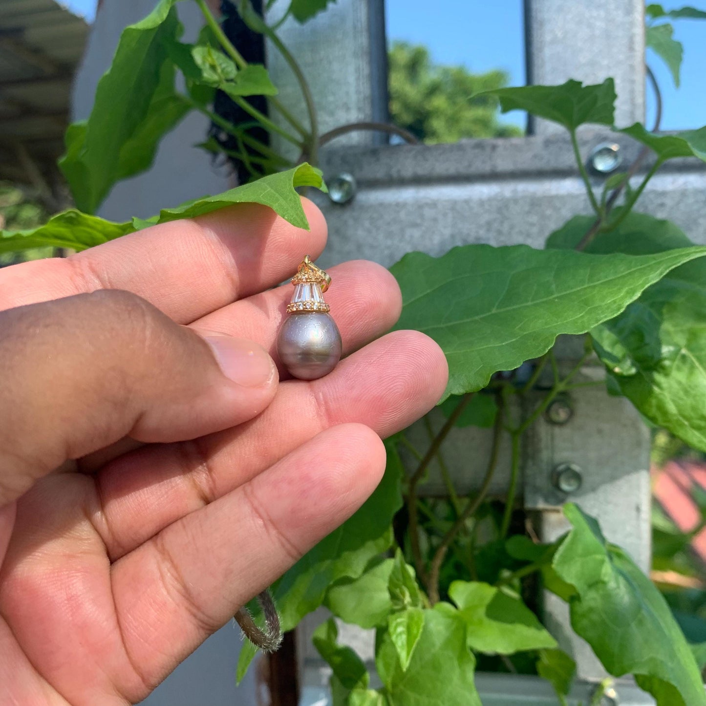 Real Tahitian Pearl Pendant 12mm Saltwater Pearl JN-3