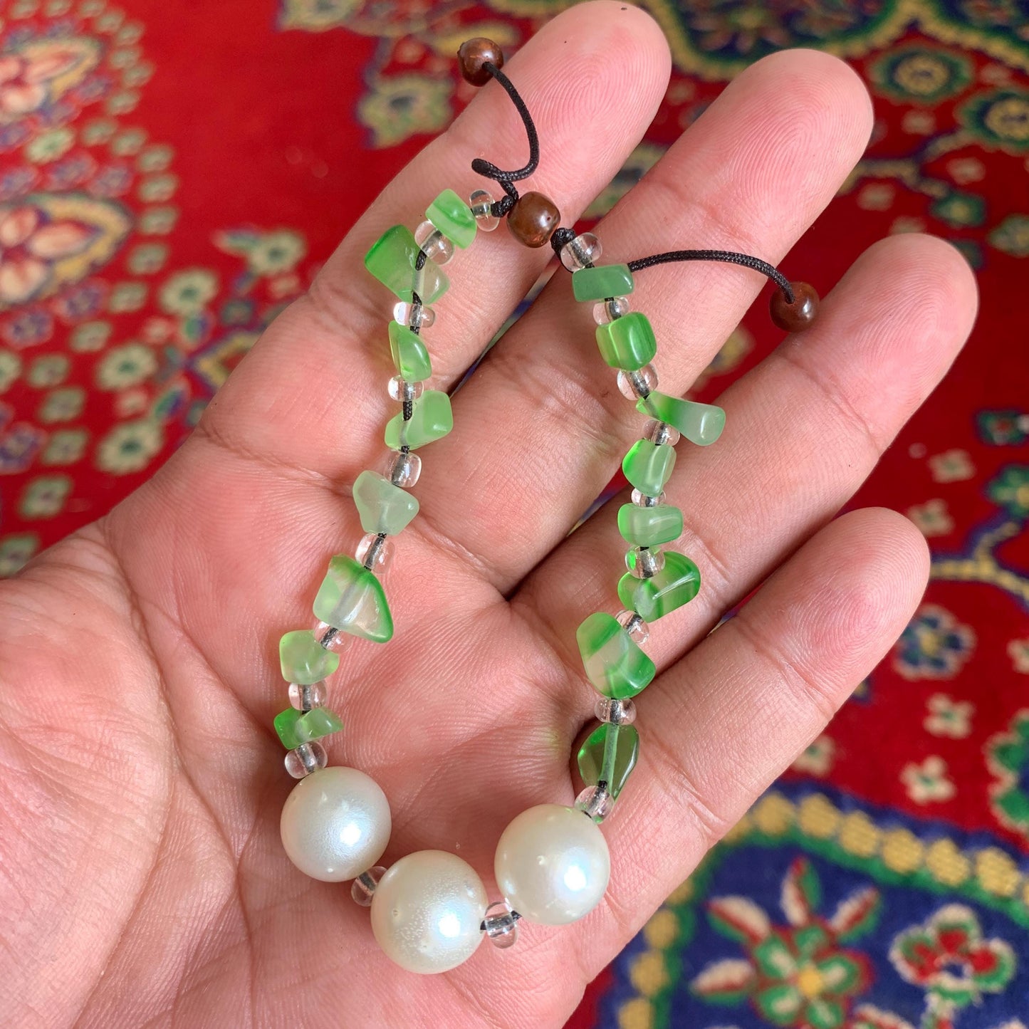 Real South Sea Pearl Bracelet Stone and Wood Accent, 12mm GR-7