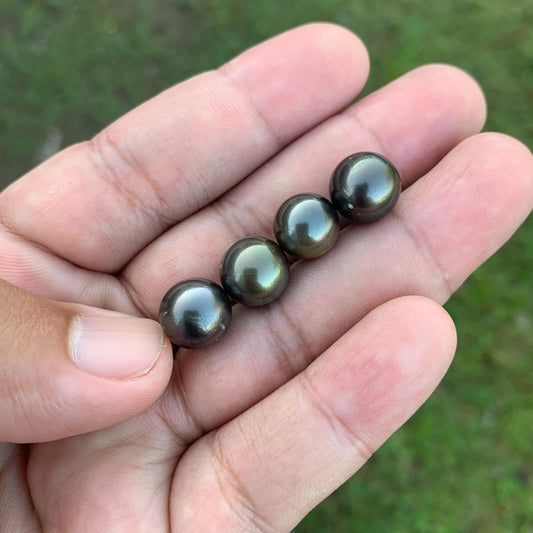 4 Pcs 10mm Loose Seawater Black Pearl Tahitian Edition Pearl Beads BoZorX BT-2