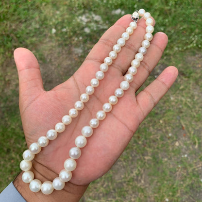 Loose White South Sea Pearl Necklace: Indonesian Saltwater Pearls 7.4mm-11.4mm