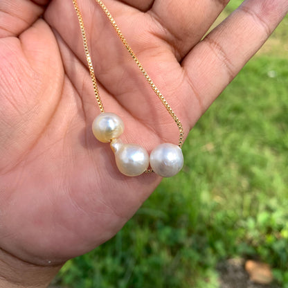 Real South Sea Pearl Necklace with Pearl Pendant D-3