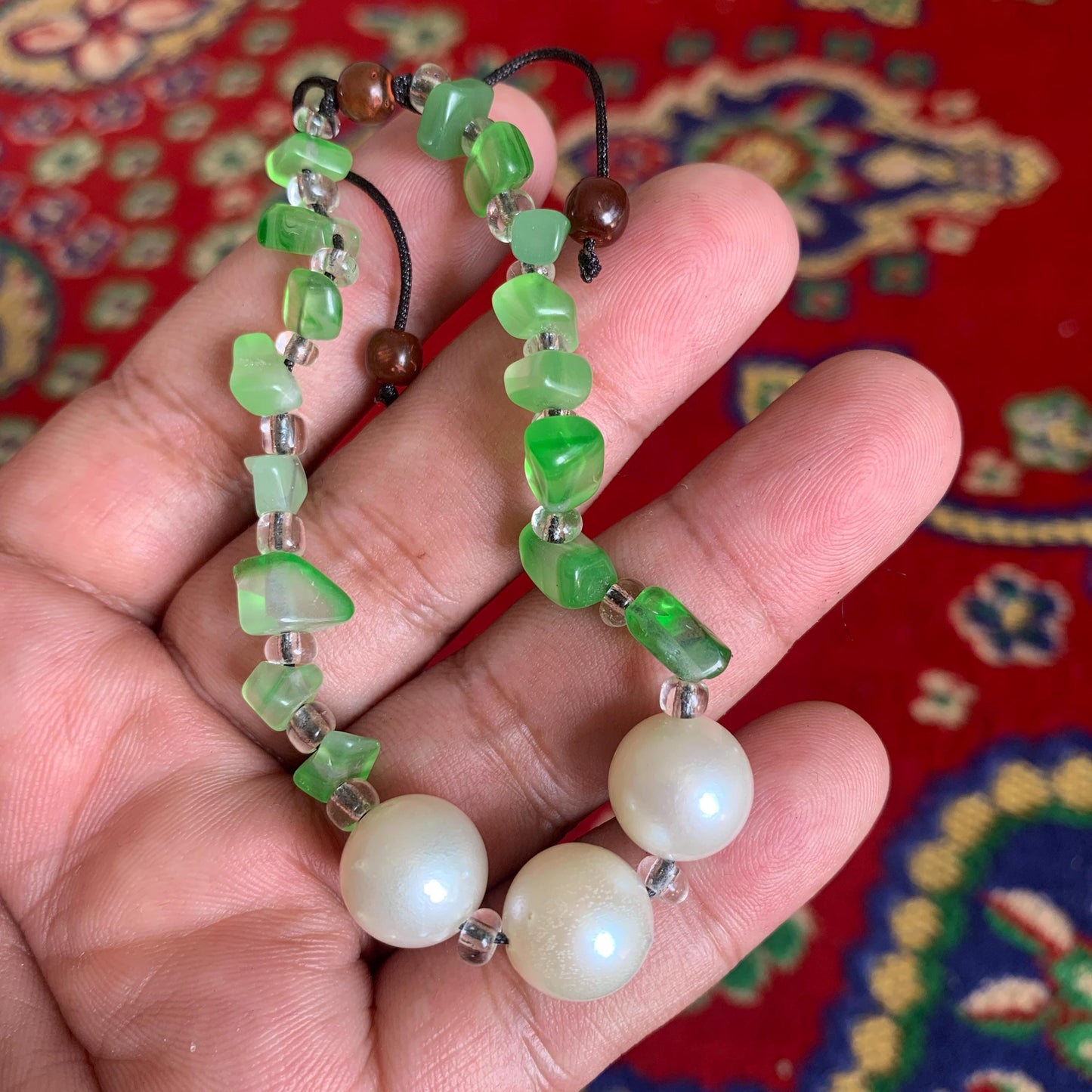 Real South Sea Pearl Bracelet Stone and Wood Accent, 12mm GR-7