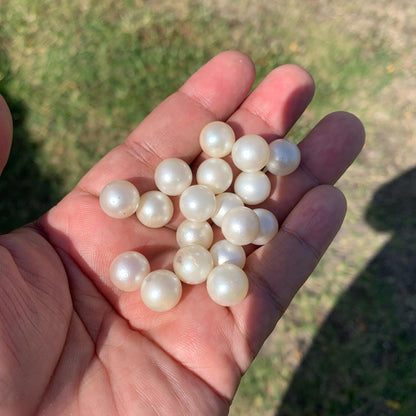 18 Pieces 11.1-11.4mm Loose White South Sea Pearl Beads Indonesia Seawater Saltwater Pearl GR-27