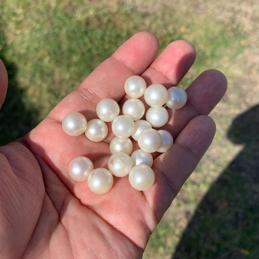 18 Pieces 11.1-11.4mm Loose White South Sea Pearl Beads Indonesia Seawater Saltwater Pearl GR-27