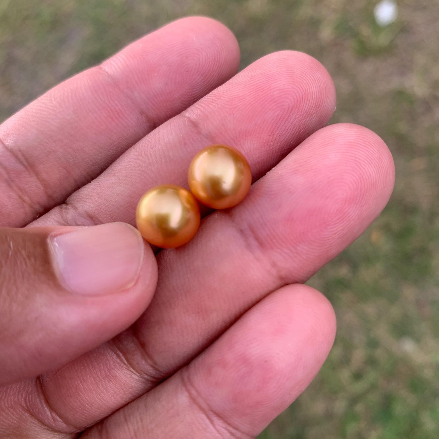 9.6mm Golden South Sea Pearl Pair High Grade Loose Gemstones PP3-8