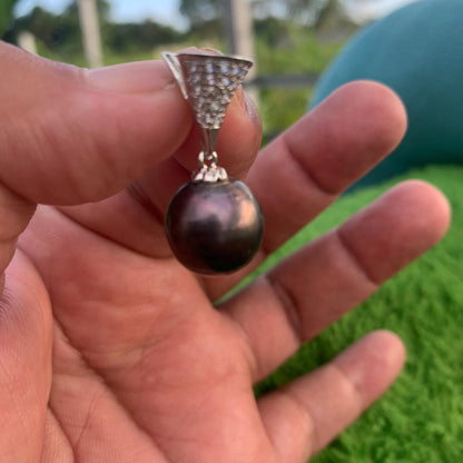 13.5mm South Sea Pearl Pendant Real Saltwater Pearl L-1