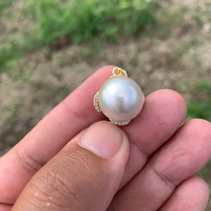 Real south sea pearl saltwater pearl seawater pearl Pendant BoZorX Pearl Size 15-15.5mm L-3