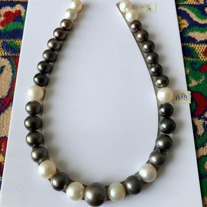 Tahitian Pearl Necklace Black and White Pearl Necklace Koktail Pearl Necklace Mix Color Pearl Necklace Seawater pearl Necklace BoZorX