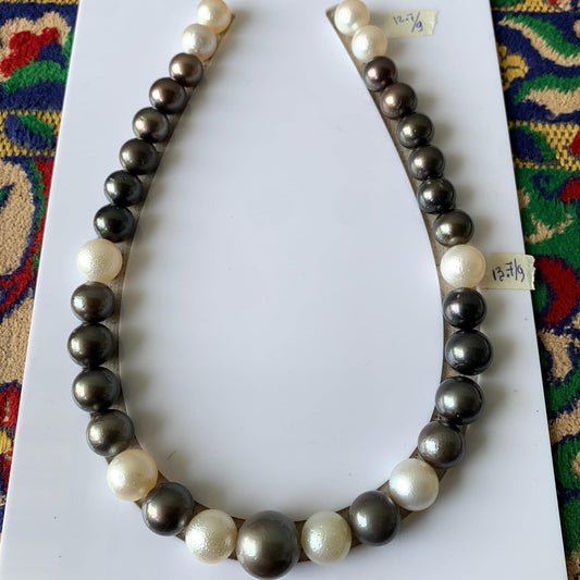 Tahitian Pearl Necklace Black and White Pearl Necklace Koktail Pearl Necklace Mix Color Pearl Necklace Seawater pearl Necklace BoZorX