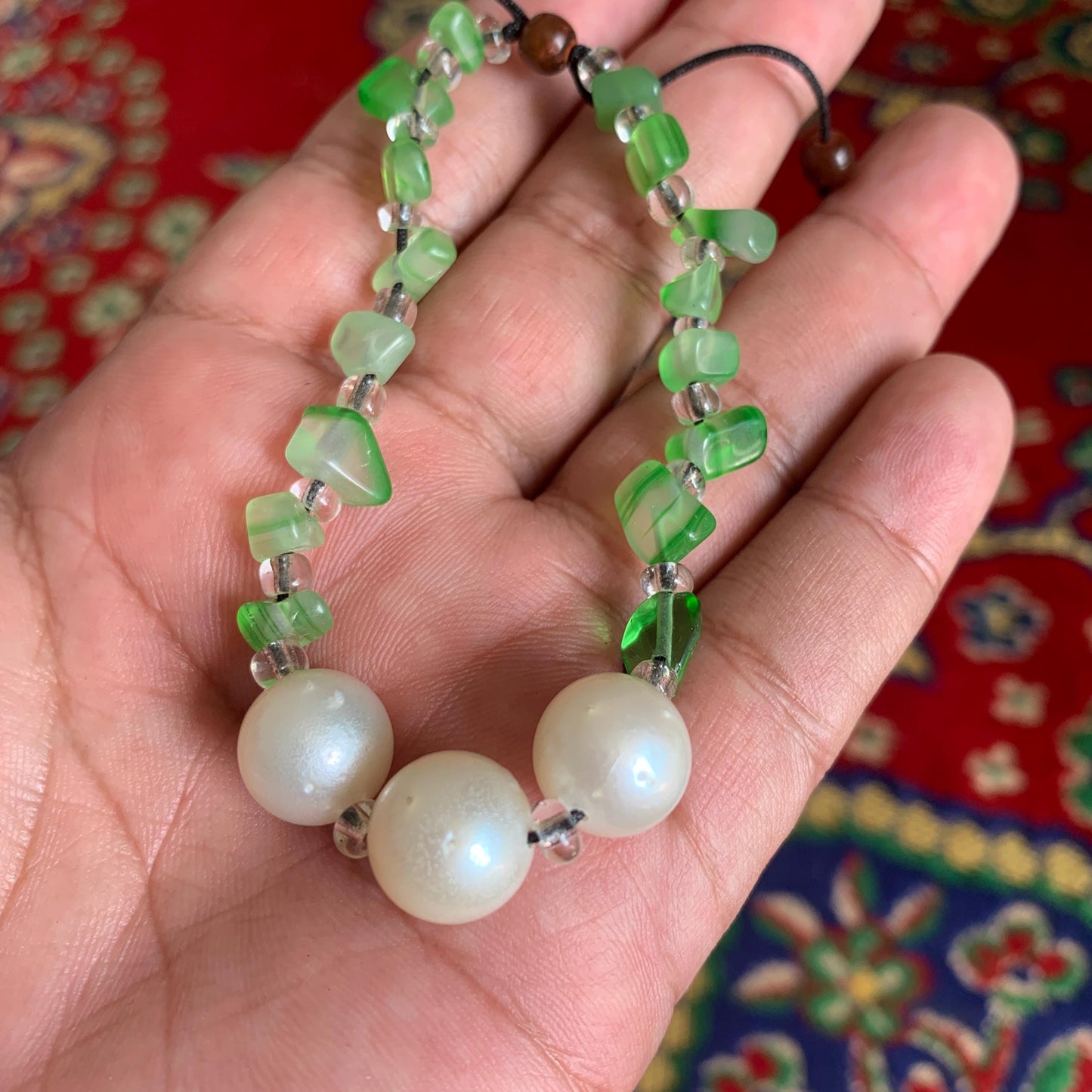 Real South Sea Pearl Bracelet Stone and Wood Accent, 12mm GR-7