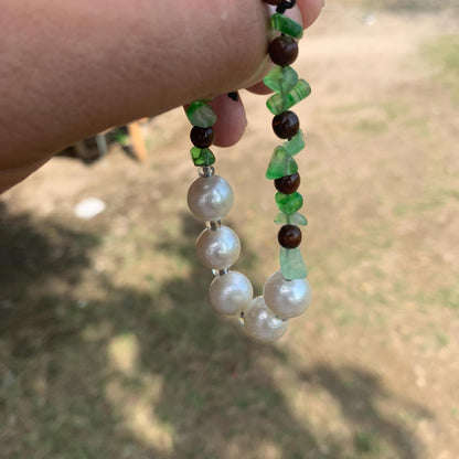 Real South Sea Pearl Bracelet Stone and Wood Accent, 12mm GR-4