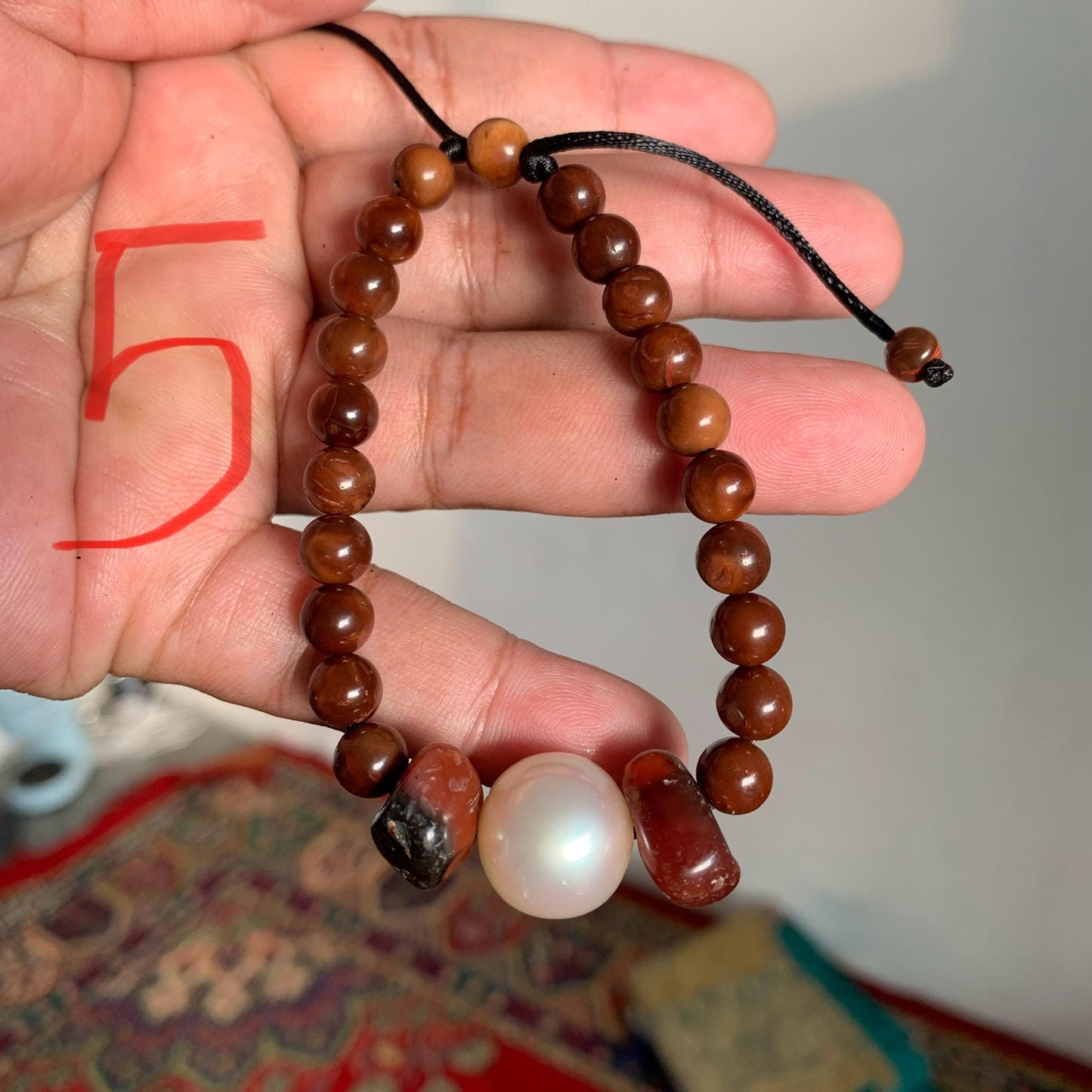 South Sea Pearl Bracelet Stone & Wood Accent - BoZorX Var-2