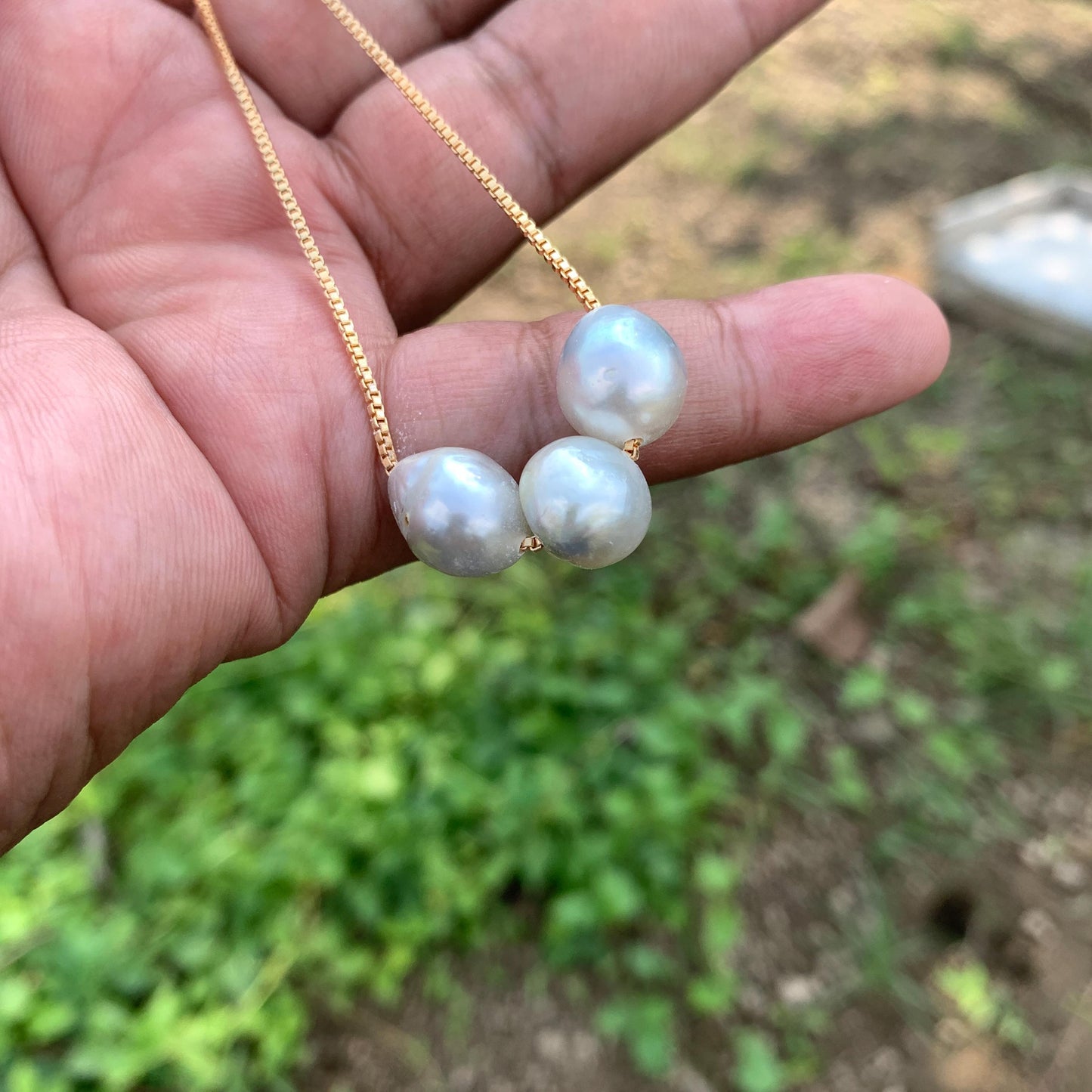 Real South Sea Pearl Necklace with Pearl Pendant D-3