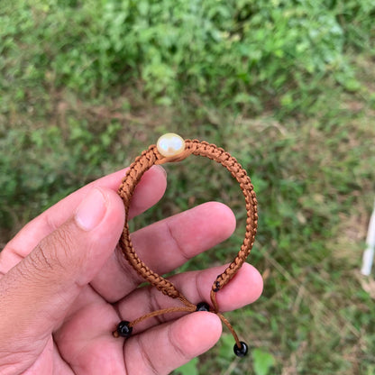 Handmade Bracelet With Indonesia South Sea Pearl BoZorX Size 9mm R-14