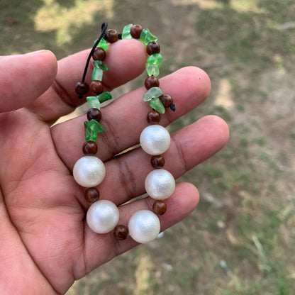Real South Sea Pearl Bracelet Stone and Wood Accent, 12mm GR-5