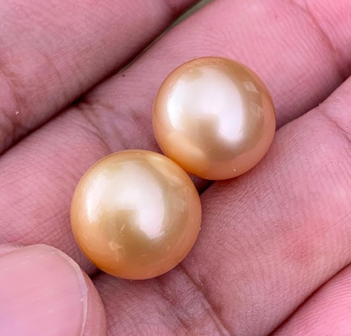 2 Pcs 13mm Golden South Sea Pearl Pair High Grade Loose Gemstones PP3-3