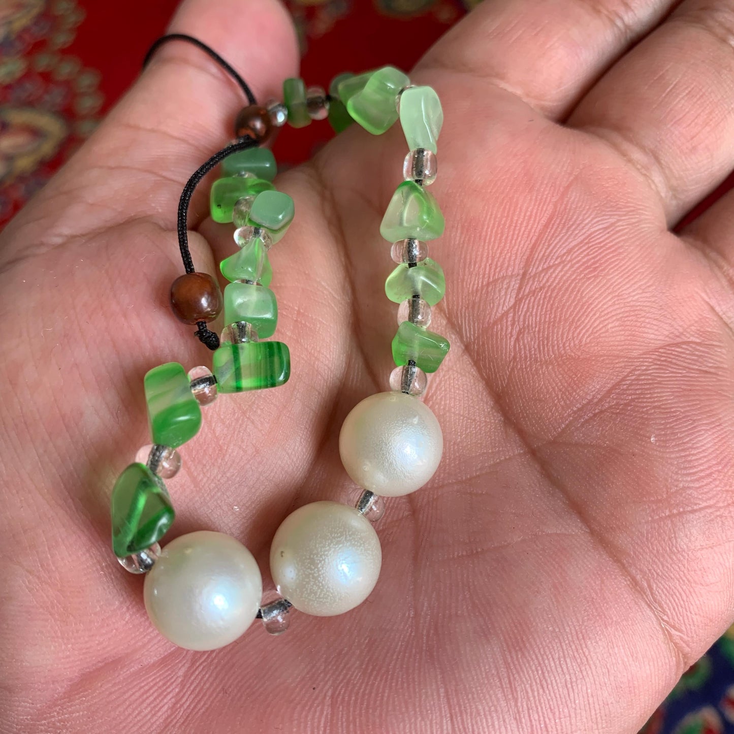 Real South Sea Pearl Bracelet Stone and Wood Accent, 12mm GR-7