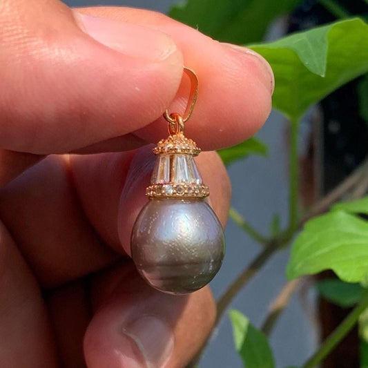 Real Tahitian Pearl Pendant 12mm Saltwater Pearl JN-3