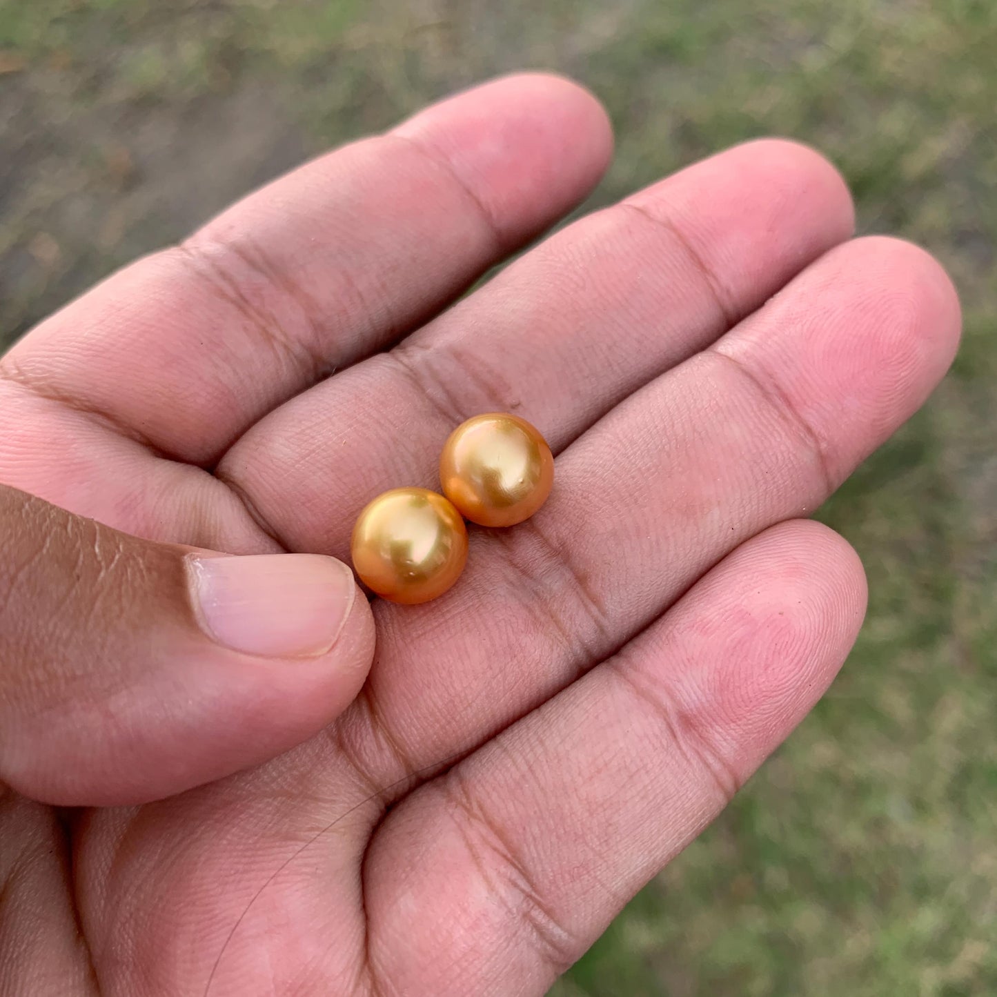 9.6mm Golden South Sea Pearl Pair High Grade Loose Gemstones PP3-8