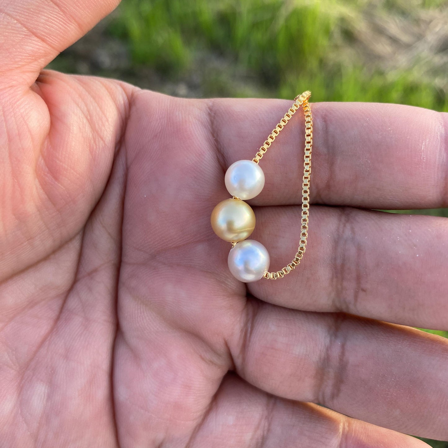 Real South Sea Pearl Necklace Saltwater Pearl Pendant (7.5-8.5mm) BoZorX M-1