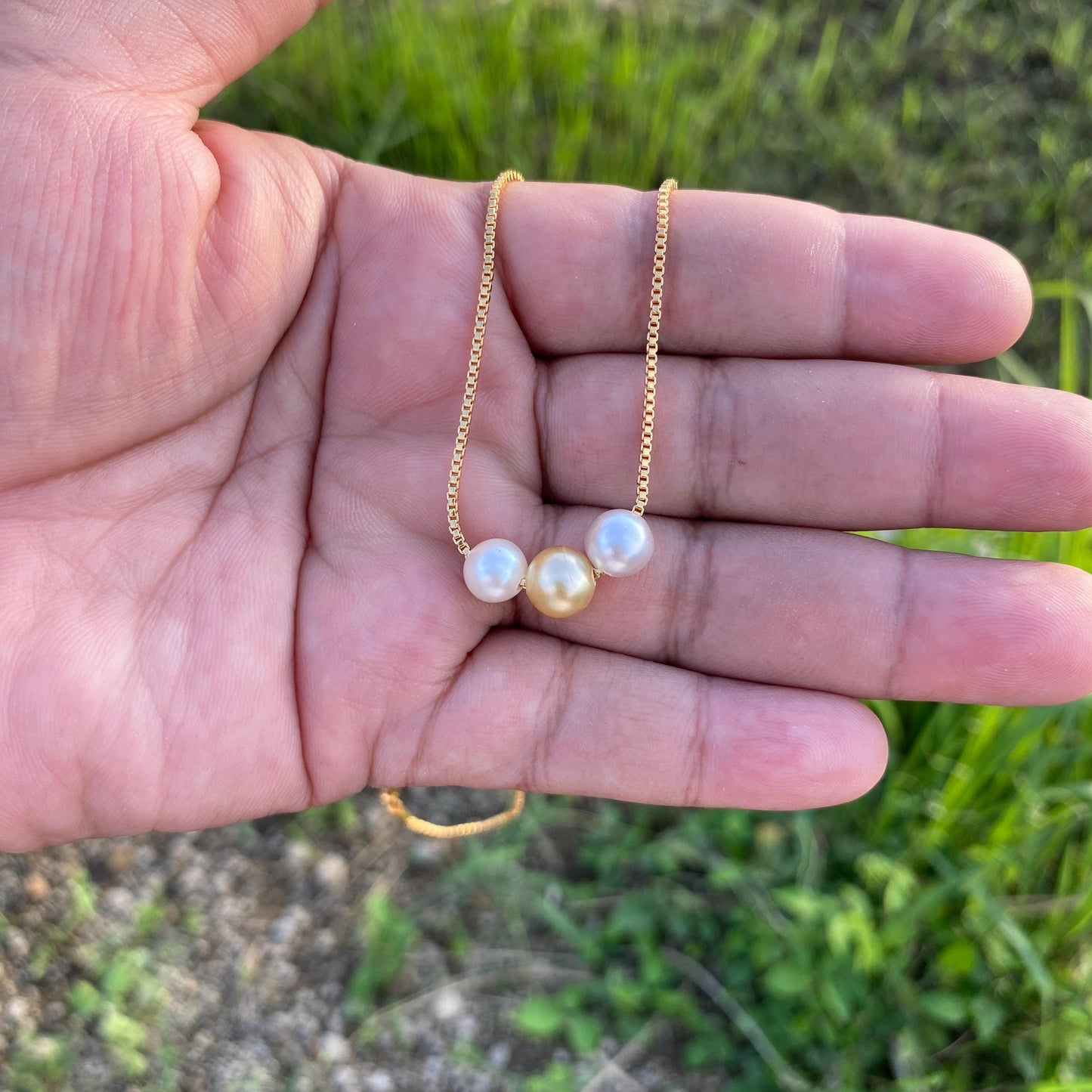 Real South Sea Pearl Necklace Saltwater Pearl Pendant (7.5-8.5mm) BoZorX M-1