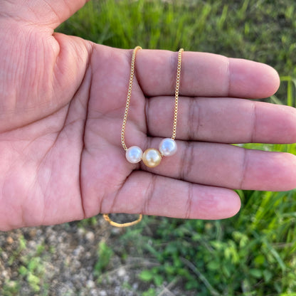 Real South Sea Pearl Necklace Saltwater Pearl Pendant (7.5-8.5mm) BoZorX M-1