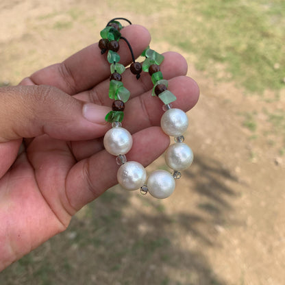 Real South Sea Pearl Bracelet Stone and Wood Accent, 12mm GR-4