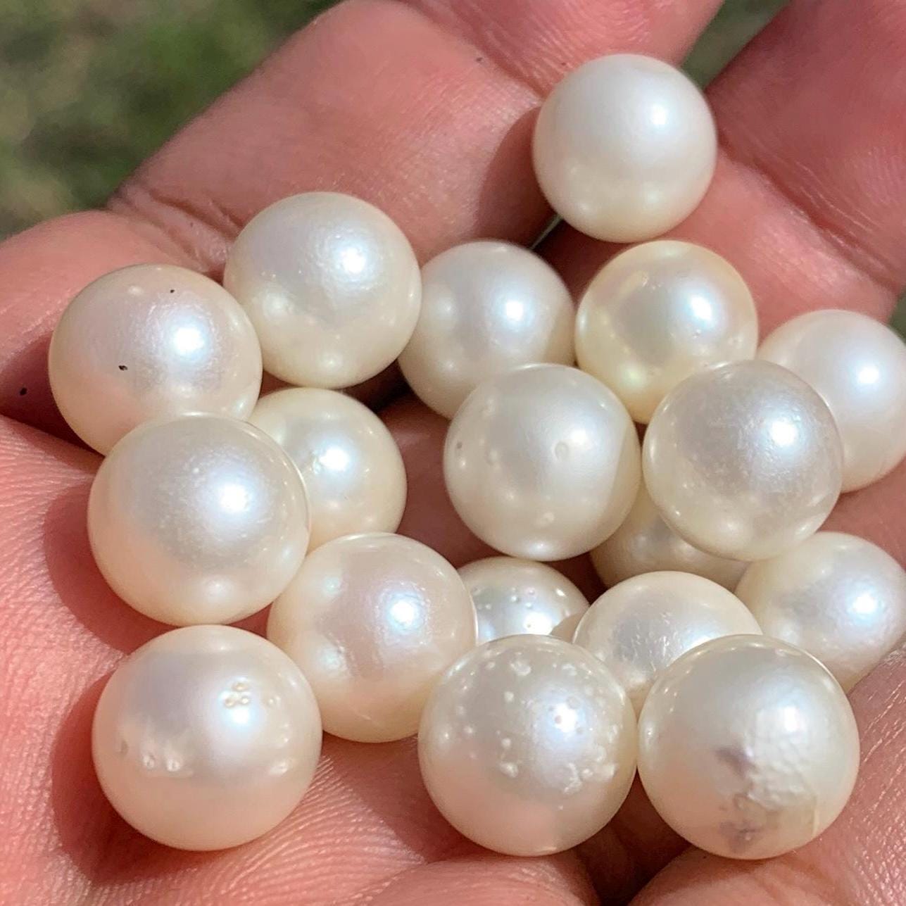 18 Pieces 11.1-11.4mm Loose White South Sea Pearl Beads Indonesia Seawater Saltwater Pearl GR-27