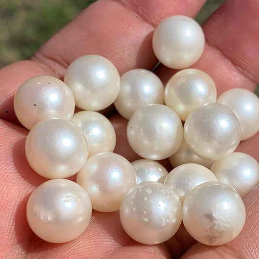 18 Pieces 11.1-11.4mm Loose White South Sea Pearl Beads Indonesia Seawater Saltwater Pearl GR-27