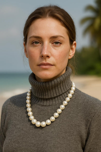 12-12.4mm White South Sea Pearl Indonesian Saltwater Seawater Pearl Necklace GR-9