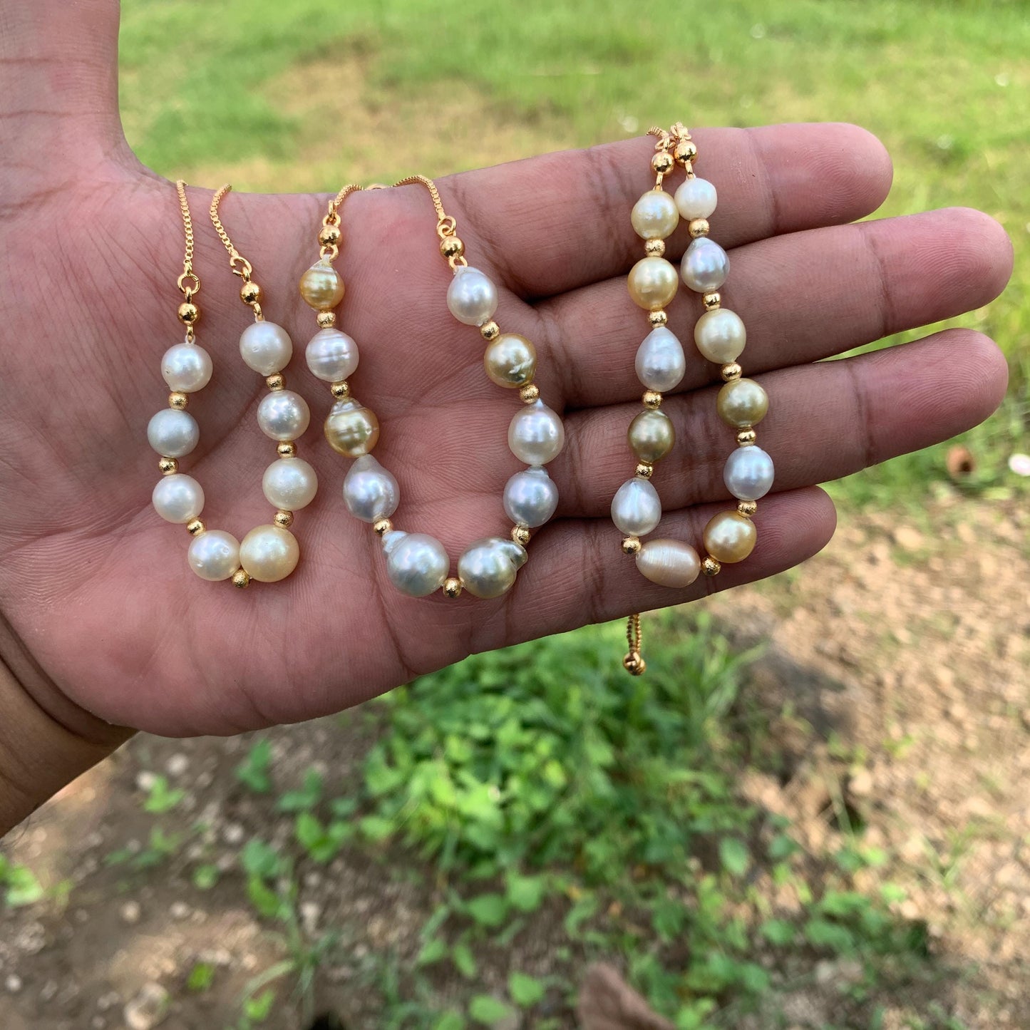 Real South Sea Pearl Bracelet Seawater Saltwater Pearl, BoZorX D-4