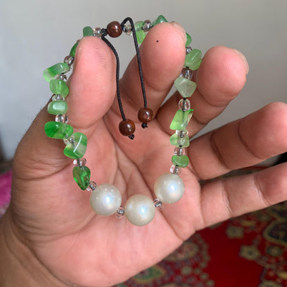 Real South Sea Pearl Bracelet Stone and Wood Accent, 12mm GR-7