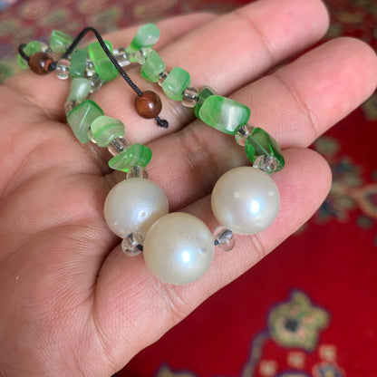 Real South Sea Pearl Bracelet Stone and Wood Accent, 12mm GR-7