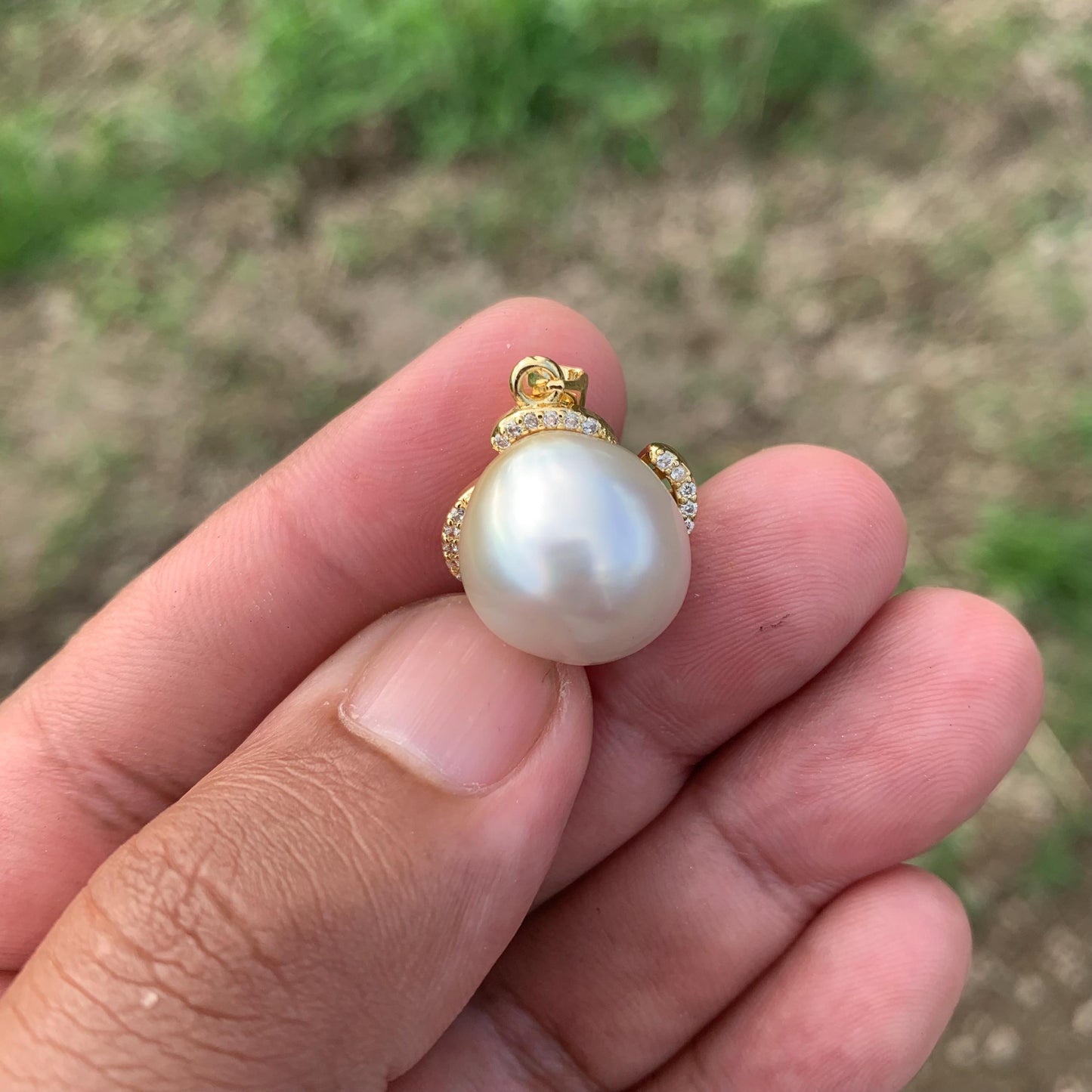 Real south sea pearl saltwater pearl seawater pearl Pendant BoZorX Pearl Size 15-15.5mm L-3