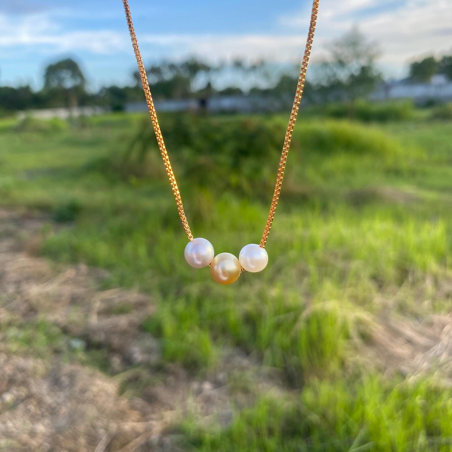 Real South Sea Pearl Necklace Saltwater Pearl Pendant (7.5-8.5mm) BoZorX M-1