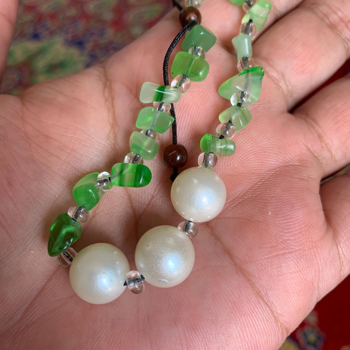 Real South Sea Pearl Bracelet Stone and Wood Accent, 12mm GR-7