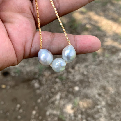 Real South Sea Pearl Necklace with Pearl Pendant D-3