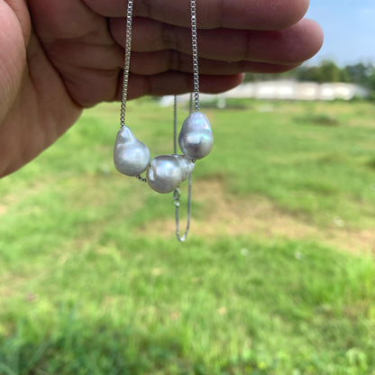 Real South Sea Pearl Necklace with Pearl Pendant D-3