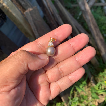 Real Tahitian Pearl Pendant 12mm Saltwater Pearl JN-3