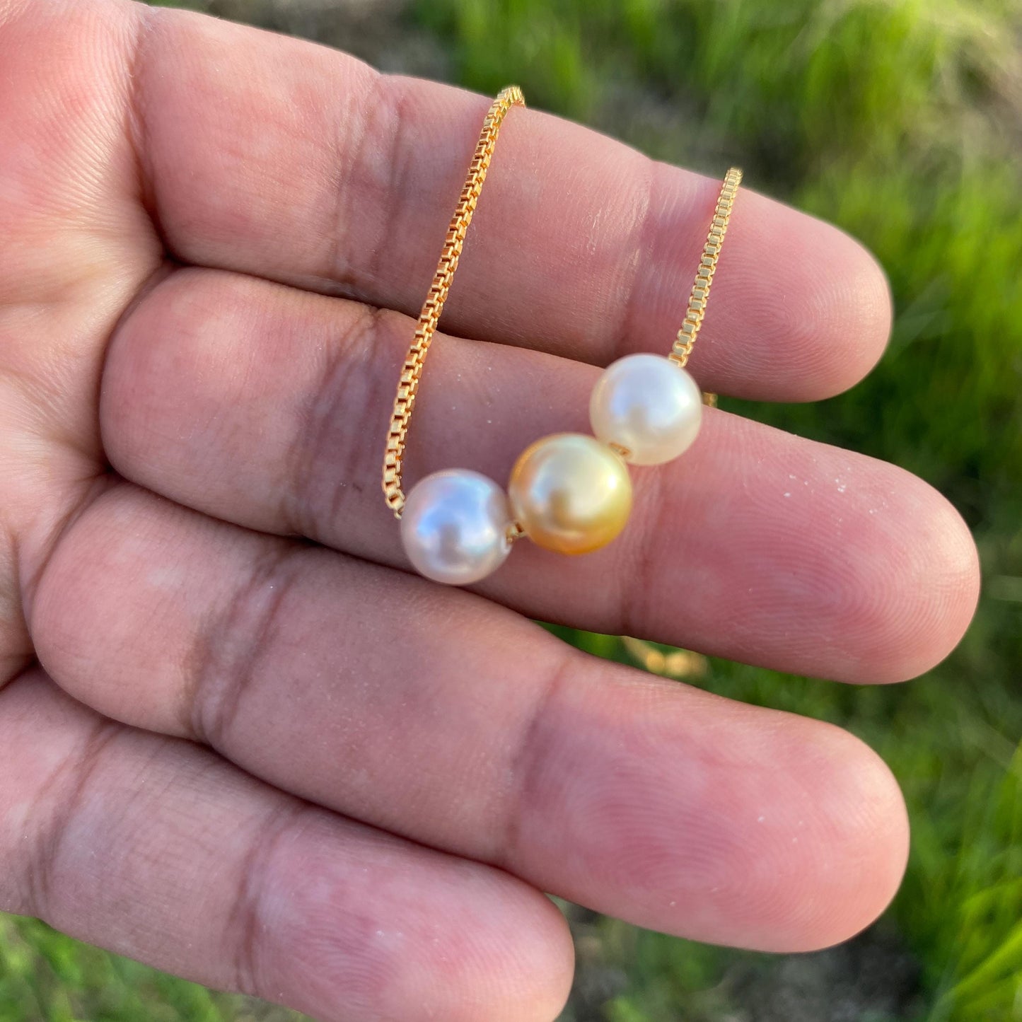 Real South Sea Pearl Necklace Saltwater Pearl Pendant (7.5-8.5mm) BoZorX M-1