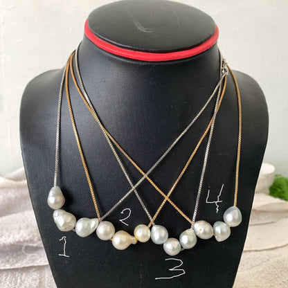 Real South Sea Pearl Necklace with Pearl Pendant D-3