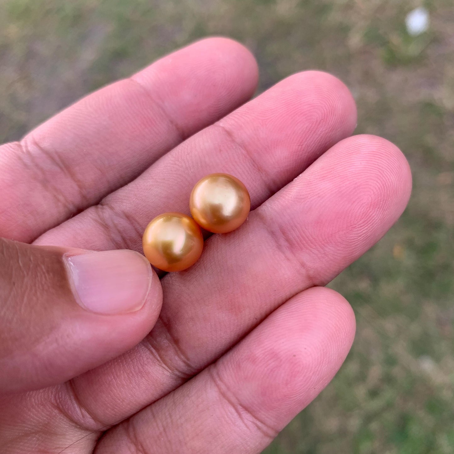 9.6mm Golden South Sea Pearl Pair High Grade Loose Gemstones PP3-8